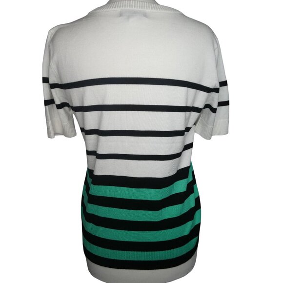 Karl Lagerfeld Women's Striped Logo Short Sleeve Sweater - Picture 2 of 3